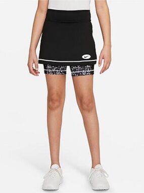 Girls Nike Black Skort with Patterned Biker Shorts